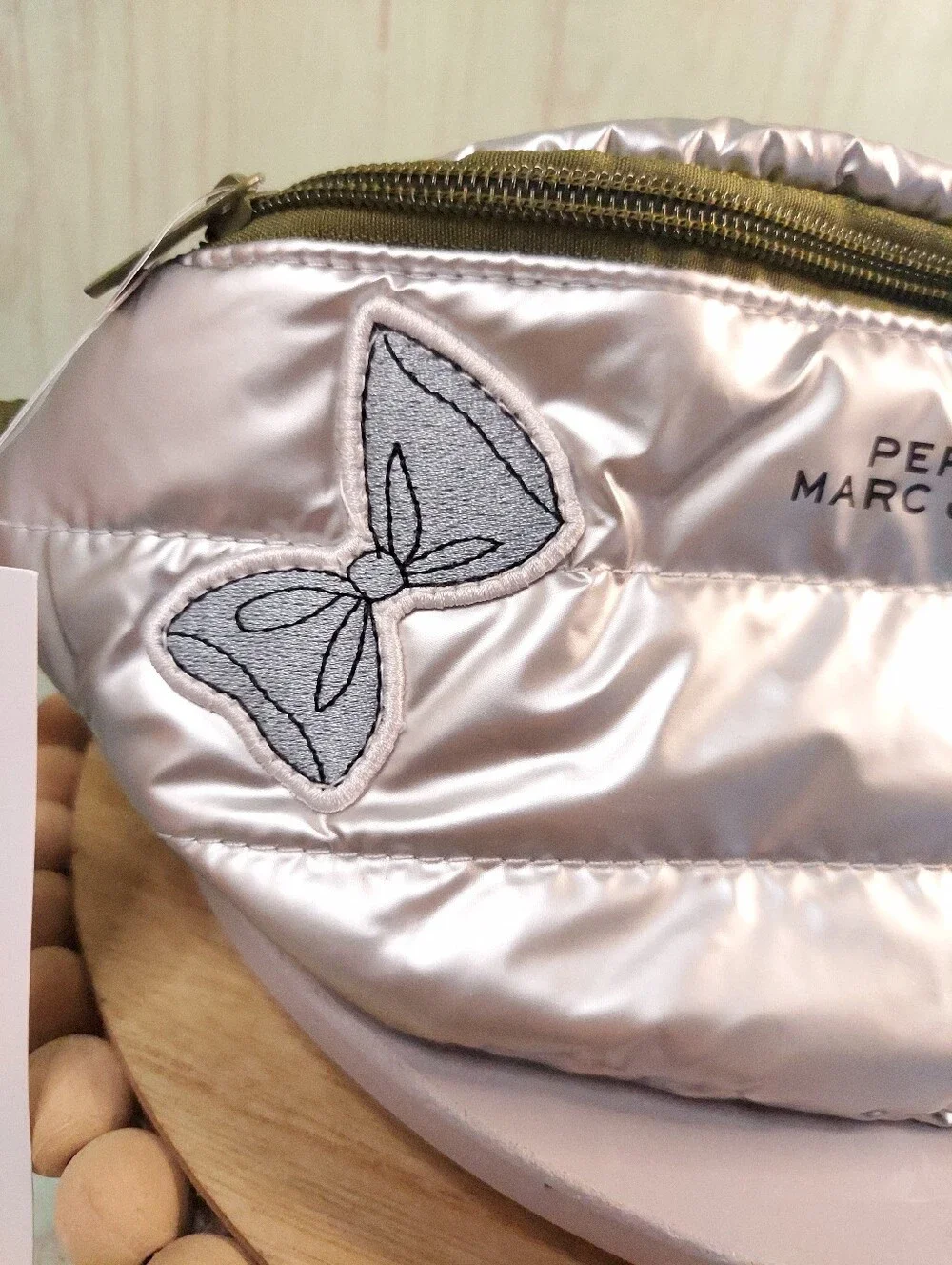Perfect Marc Jacobs BeautySilver Metallic with Embroidered Patches Fanny Pack